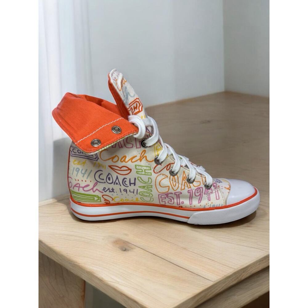 Y2K Coach A1285 Bonney Graffiti Print High Top Sneaker Size 6B - Picture 5 of 11